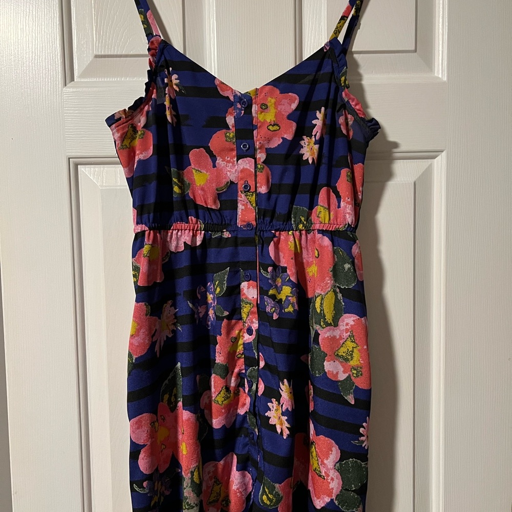 Floral Striped Sleeveless Dress